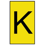HellermannTyton Ovalgrip Slide On Cable Markers, Black on Yellow, Pre-printed "K", 1.7 → 3.6mm Cable