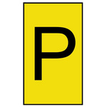 HellermannTyton Ovalgrip Slide On Cable Markers, Black on Yellow, Pre-printed "P", 1.7 → 3.6mm Cable