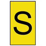 HellermannTyton Ovalgrip Slide On Cable Markers, Black on Yellow, Pre-printed "S", 1.7 → 3.6mm Cable