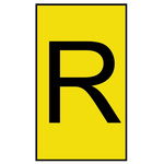 HellermannTyton Ovalgrip Slide On Cable Markers, Black on Yellow, Pre-printed "R", 1.7 → 3.6mm Cable