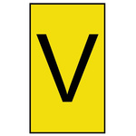 HellermannTyton Ovalgrip Slide On Cable Markers, Black on Yellow, Pre-printed "V", 1.7 → 3.6mm Cable