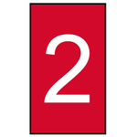 HellermannTyton HO50 Slide On Cable Markers, White on Red, Pre-printed "2", 1.7 → 3.6mm Cable