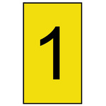 HellermannTyton Ovalgrip Slide On Cable Markers, Black on Yellow, Pre-printed "1", 1.7 → 3.6mm Cable