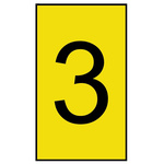 HellermannTyton HO50 Clip On Cable Markers, Black on Yellow, Pre-printed "3", 1.7 → 3.6mm Cable
