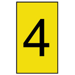 HellermannTyton Ovalgrip Slide On Cable Markers, Black on Yellow, Pre-printed "4", 1.7 → 3.6mm Cable