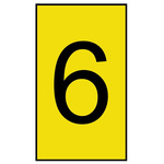 HellermannTyton Ovalgrip Slide On Cable Markers, Black on Yellow, Pre-printed "6", 1.7 → 3.6mm Cable