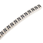 HellermannTyton HGDC Slide On Cable Markers, Black on White, Pre-printed "N", 1 → 3mm Cable