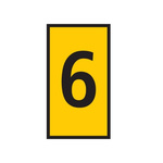 HellermannTyton WIC Snap On Clip On Cable Marker, Yellow, Pre-printed "6", 2.8 → 3.8mm Cable
