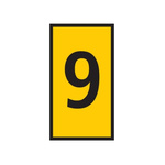 HellermannTyton WIC Snap On Clip On Cable Marker, Yellow, Pre-printed "9", 2.8 → 3.8mm Cable