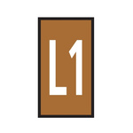 HellermannTyton WIC Snap On Clip On Cable Marker, Brown, Pre-printed "L1", 4.3 → 5.3mm Cable