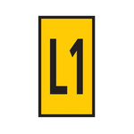 HellermannTyton WIC Snap On Clip On Cable Marker, Yellow, Pre-printed "L1", 4.3 → 5.3mm Cable