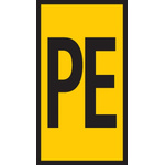 HellermannTyton WIC Snap On Clip On Cable Marker, Yellow, Pre-printed "PE", 4.3 → 5.3mm Cable