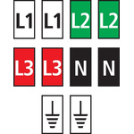 HellermannTyton WIC0 Cable Markers, assorted colours, Pre-printed "EARTH, L1, L2, L3, N", 2 → 2.8mm Cable