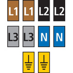 HellermannTyton WIC1 Snap On Cable Markers, assorted colours, Pre-printed "EARTH, L1, L2, L3, N", 2 → 2.8mm Cable