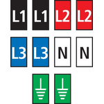 HellermannTyton WIC1 Cable Markers, assorted colours, Pre-printed "EARTH, L1, L2, L3, N", 2 → 2.8mm Cable