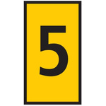 HellermannTyton HODS50 Slide On Cable Marker, Black on Yellow, Pre-printed "5", 1.7 → 3.6mm Cable