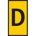 HellermannTyton HODS50 Slide On Cable Marker, Black on Yellow, Pre-printed "D", 1.7 → 3.6mm Cable