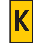 HellermannTyton HODS50 Slide On Cable Marker, Black on Yellow, Pre-printed "K", 1.7 → 3.6mm Cable