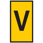 HellermannTyton HODS50 Slide On Cable Marker, Black on Yellow, Pre-printed "V", 1.7 → 3.6mm Cable