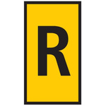 HellermannTyton HODS85 Slide On Cable Marker, Black on Yellow, Pre-printed "R", 1.8 → 6.3mm Cable