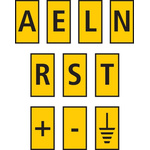 HellermannTyton WIC0 Cable Markers, Yellow, Pre-printed "-, +, A, E, EARTH, L, N, R, S, T", 2 → 2.8mm Cable