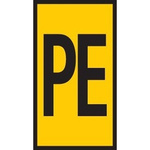 HellermannTyton WIC1 Cable Markers, Yellow, Pre-printed "PE", 2 → 2.8mm Cable