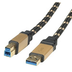 Roline Male USB A to Male USB B USB Cable, 0.8m, USB 3.0