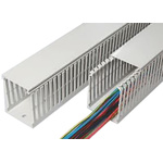 SES Sterling GN-HF-A6/4 Grey Slotted Panel Trunking - Open Slot, W60 mm x D80mm, L2m, Halogen Free PC/ABS