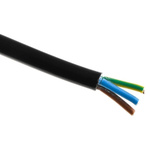 RS PRO 3 Core 0.75 mm² Mains Power Cable, Black Polyvinyl Chloride PVC Sheath 100, 6 A 300 V, 2183Y H03VV-F