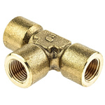 Legris Brass 1/4 in BSPP Female x 1/4 in BSPP Female Tee Equal Tee Threaded Fitting