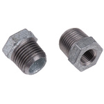 Georg Fischer Malleable Iron Fitting Reducer Bush, 1/2 in BSPT Male (Connection 1), 1/4 in BSPP Female (Connection 2)