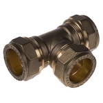 RS PRO 22mm Equal Tee Brass Compression Fitting