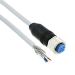 TE Connectivity Straight M12 to Unterminated Cable assembly, 4 Core 1.5m Cable