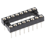 E-TEC 2.54mm Pitch Vertical 16 Way, Through Hole Turned Pin Open Frame IC Dip Socket, 3A