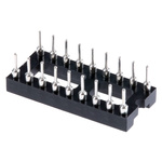 E-TEC 2.54mm Pitch Vertical 18 Way, Through Hole Turned Pin Open Frame IC Dip Socket, 3A