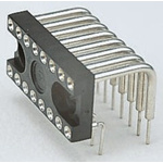 E-TEC 2.54mm Pitch Right Angle 20 Way, Through Hole Turned Pin Closed Frame IC Dip Socket