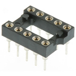 Preci-Dip 2.54mm Pitch Vertical 10 Way, Through Hole Turned Pin Open Frame IC Dip Socket, 1A