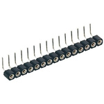10 Way Preci-Dip Right Angle Through Hole 2.54mm SIL Socket, Solder, 3A 100 V ac, 150 V dc