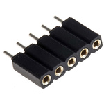 5 Way Preci-Dip Straight Through Hole 2.54mm SIL Socket, Solder, 3A 100 V ac, 150 V dc