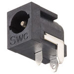Switchcraft Right Angle DC Socket Rated At 5.0A, Panel Mount, length 9.4mm, Nickel