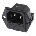 RS PRO C14 Panel Mount IEC Connector Male, 10A, 250 V, Fuse Size 5 x 20mm