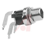 Switchcraft, RA Right Angle DC Socket Rated At 5.0A, 12.0 V, Panel Mount, length 19.5mm, Silver