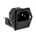 Bulgin C14 Panel Mount IEC Connector Male, 10A, 250 V, Fuse Size 5 x 20mm