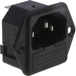 Bulgin C14 Panel Mount IEC Connector Male, 10A, 250 V, Fuse Size 5 x 20mm