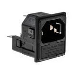 Bulgin C14 Snap-In IEC Connector Male, 10A, 250 V, Fuse Size 5 x 20mm