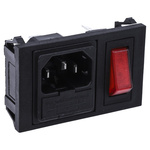 Bulgin C14 Snap-In IEC Connector Male, 10A, 250 V, Fuse Size 5 x 20mm