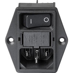 Schurter C14 Panel Mount IEC Connector Male, 10A, 250 V, Fuse Size 17.8 x 11.1mm