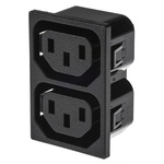 Bulgin 2 X C13 Snap-In IEC Connector Socket, 10A, 250 V