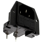 Bulgin C14 Right Angle Panel Mount, PCB Mount IEC Connector Male, 10A, 250 V, Fuse Size 5 x 20mm