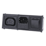 Bulgin C13, C14 Snap-In IEC Connector Socket, Plug, 10A, 250 V, Fuse Size 5 x 20mm
